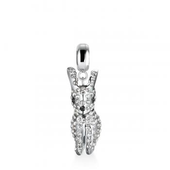 aus poliertem Edelstahl Figur mit Kristallglassteinen besetzt 3x schwarze Kristallglassteine mit Charm-Aufhänger ca. 18,6mm groß