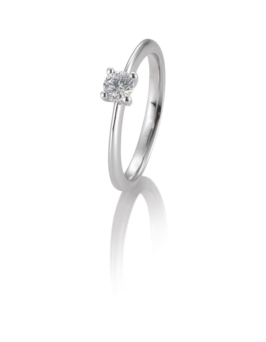 Brillant/Labor-Diamant 0,3ct 4er-Krappenfassung Platin 41056370